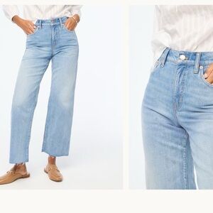 J. Crew Wide Leg Crop Light Wash Raw Hem Leg Jeans